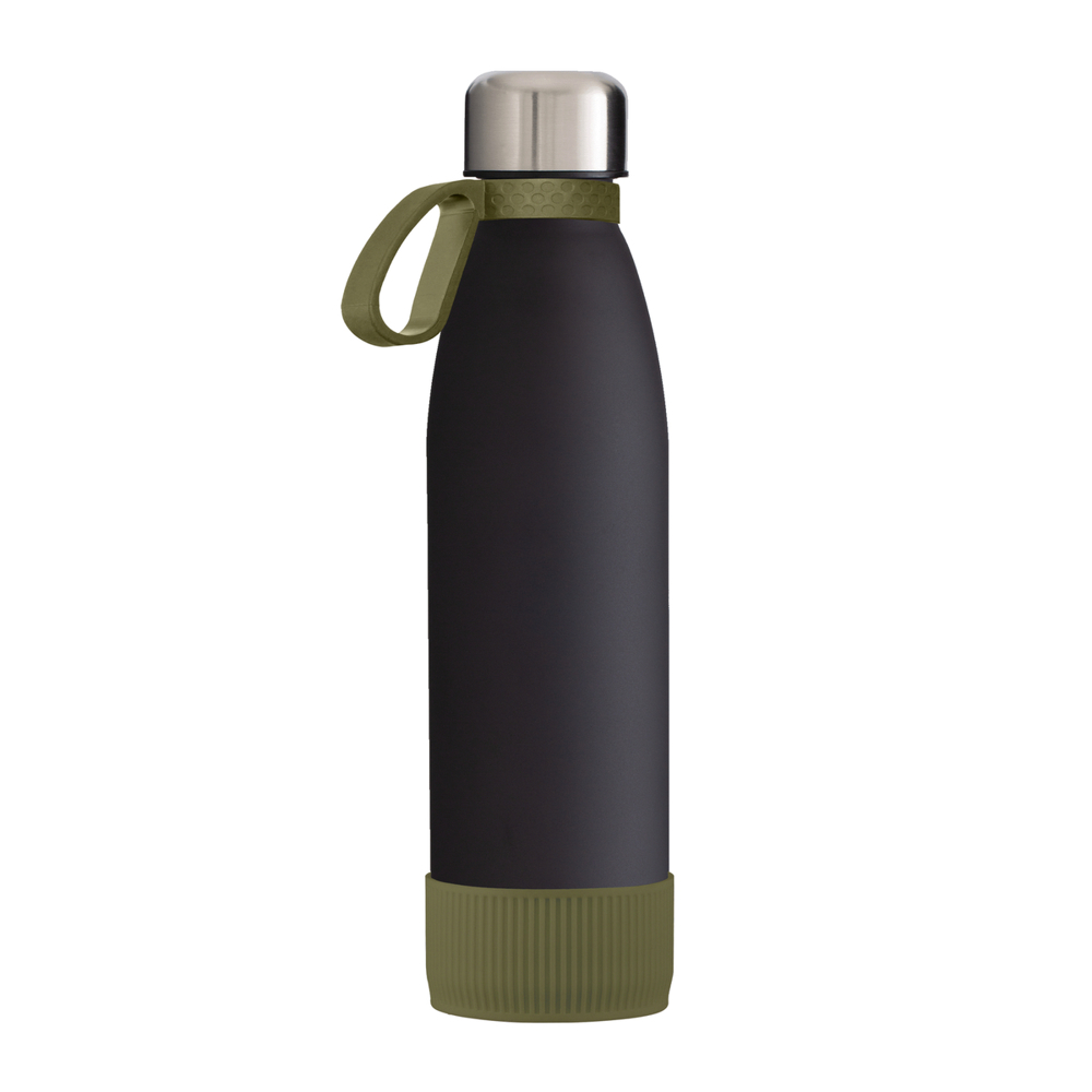 Trinkflasche GLASS - olivgrün, schwarz