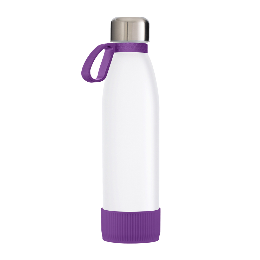 Trinkflasche GLASS - lila, silber, weiß