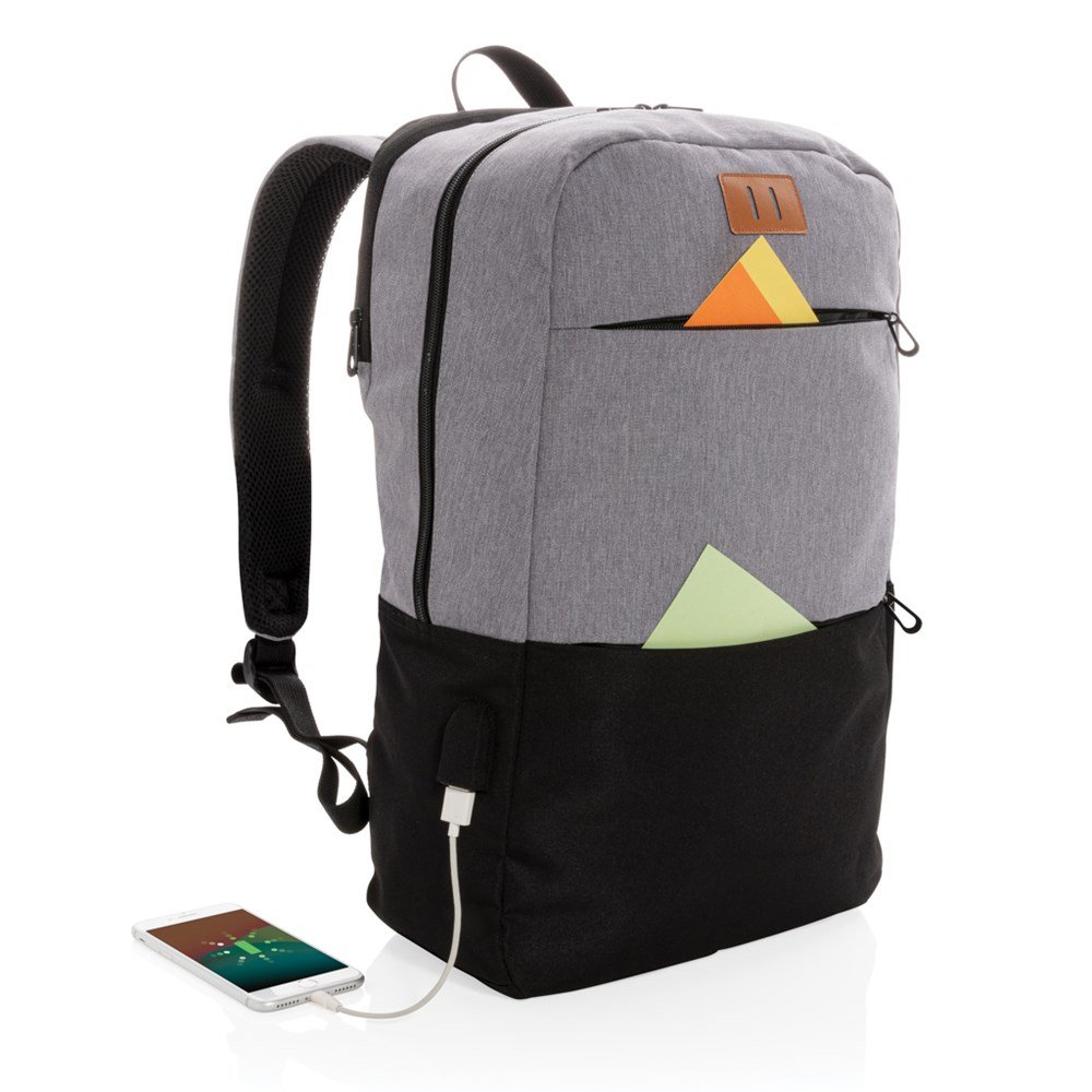 Moderner 15.6" USB & RFID Laptop-Rucksack, PVC-frei