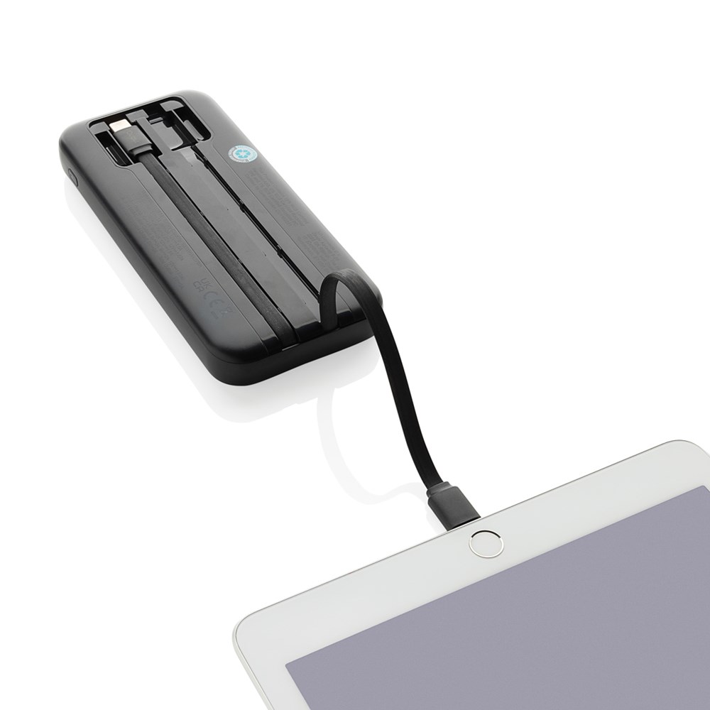 Turbopack 10000mAh Powerbank mit integr. Kabeln aus RCS rABS