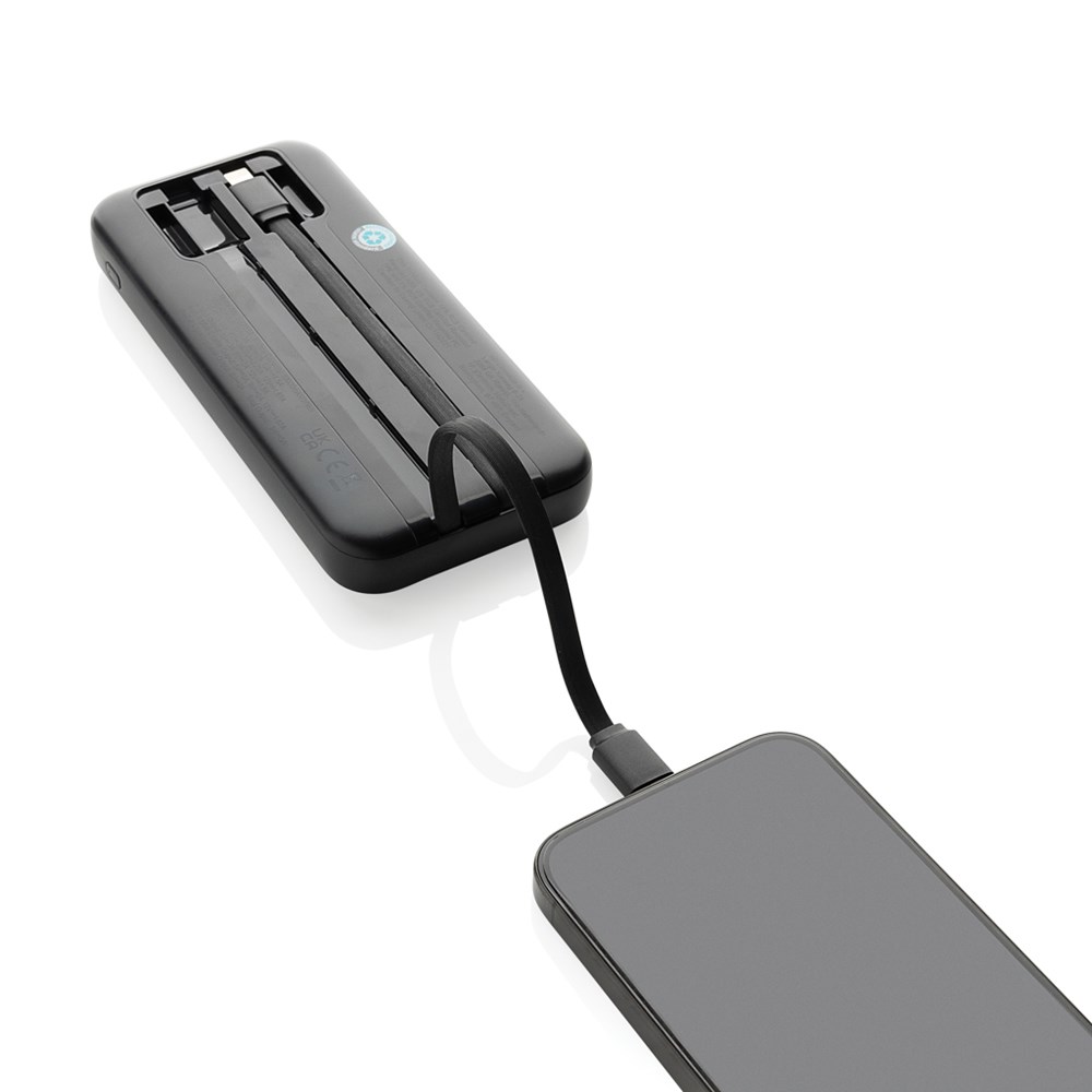 Turbopack 10000mAh Powerbank mit integr. Kabeln aus RCS rABS