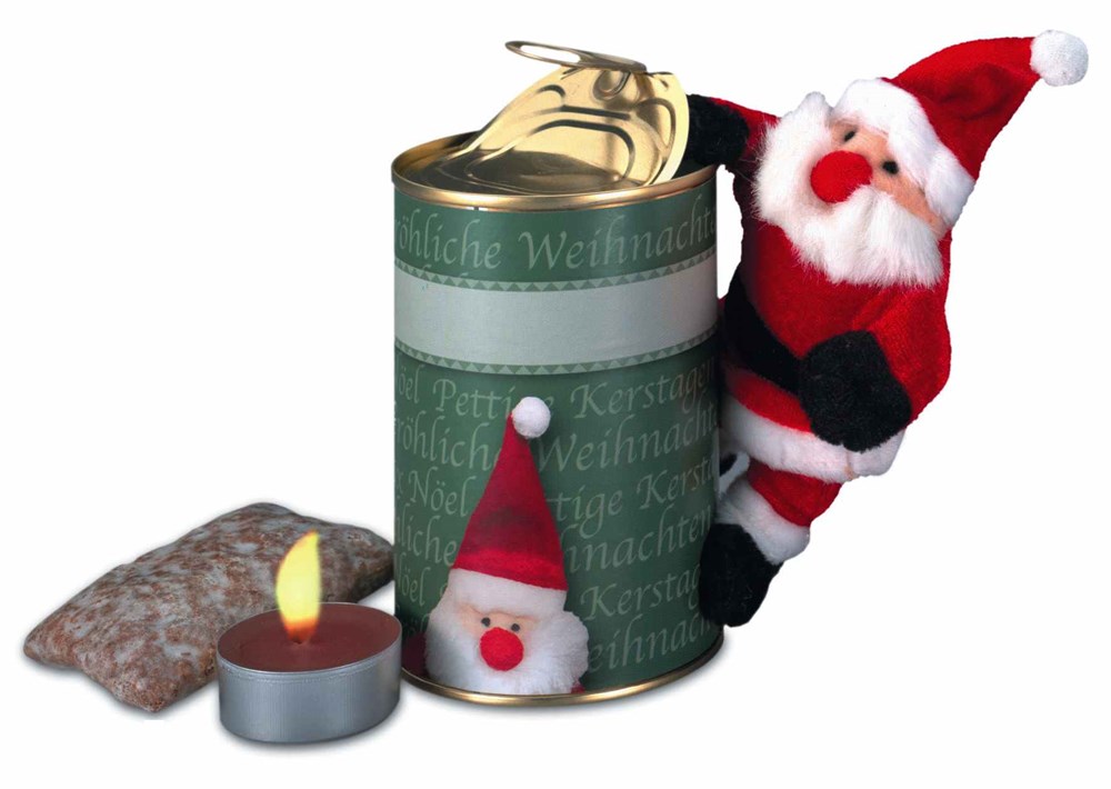 Magnetischer Weihnachtsmann in der Dose, Ø  73x110 mm, inkl. Digitaldruck 1-4/0 c