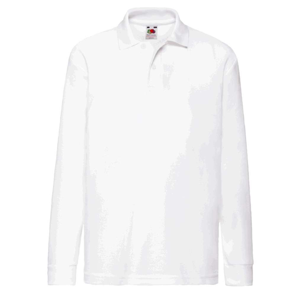 632010 - Kids Long Sleeve Polo, weiß, 164