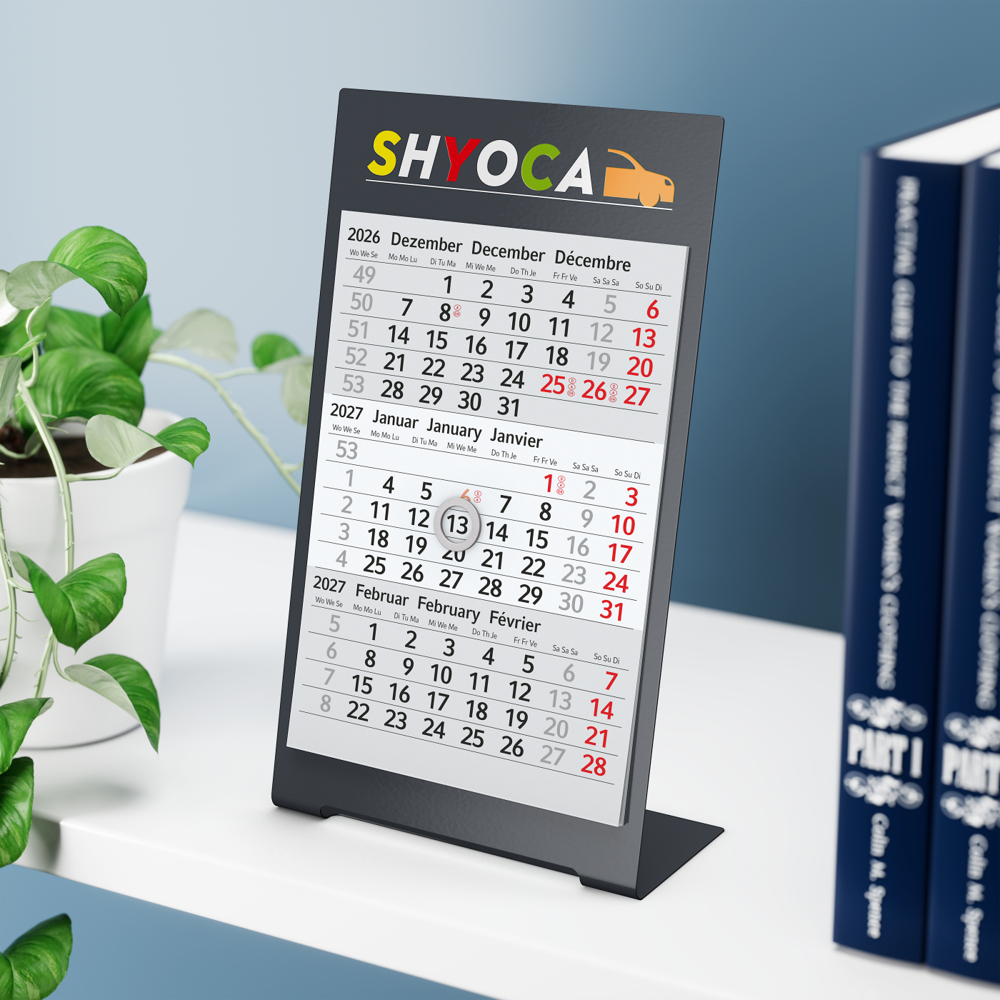 Tischkalender Desktop 3 Color, 1 Jahr, anthrazit